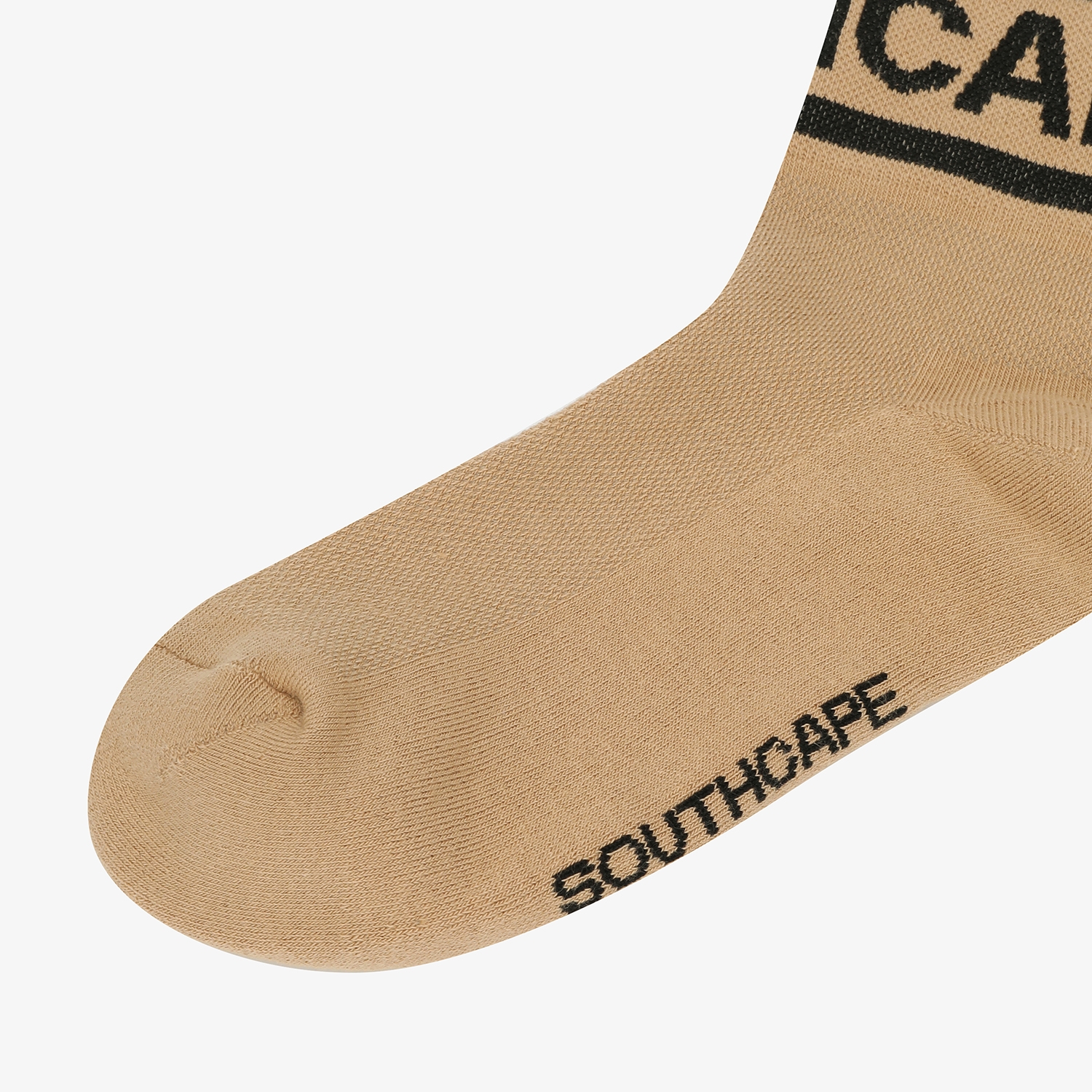 사우스케이프 여성 컬러 배색 로고 레터링 중목 삭스_베이지