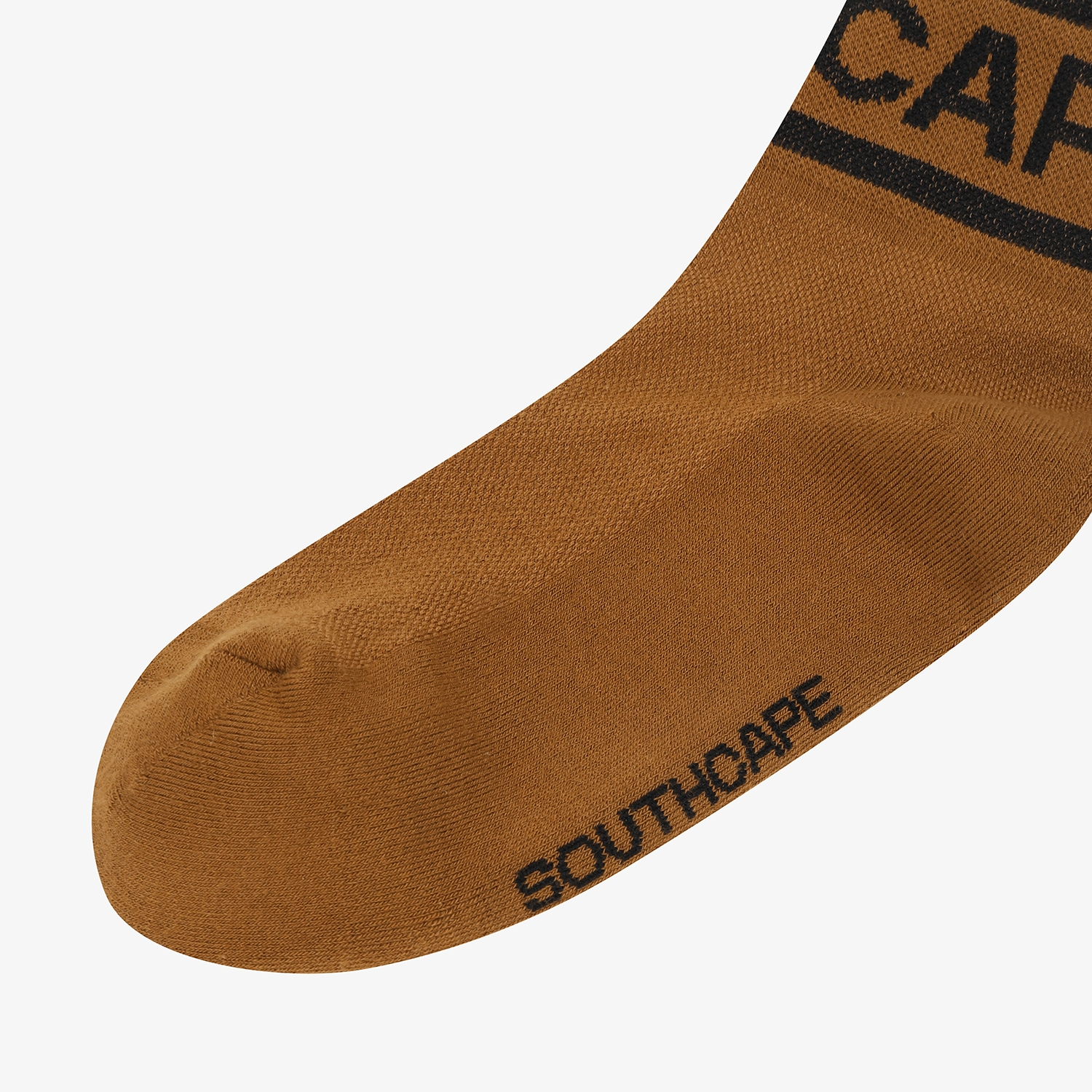 사우스케이프 여성 컬러 배색 로고 레터링 중목 삭스_브라운