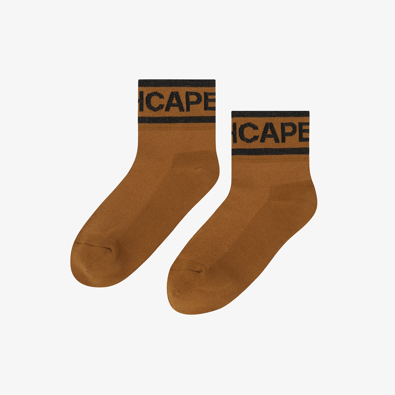 사우스케이프 여성 컬러 배색 로고 레터링 중목 삭스_브라운