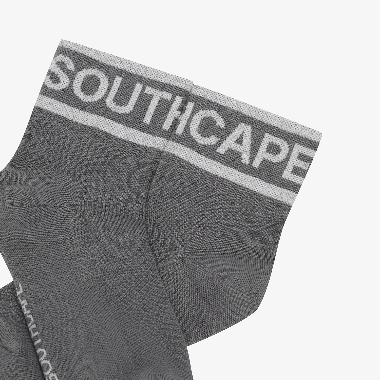 사우스케이프 여성 컬러 배색 로고 레터링 중목 삭스_다크 그레이