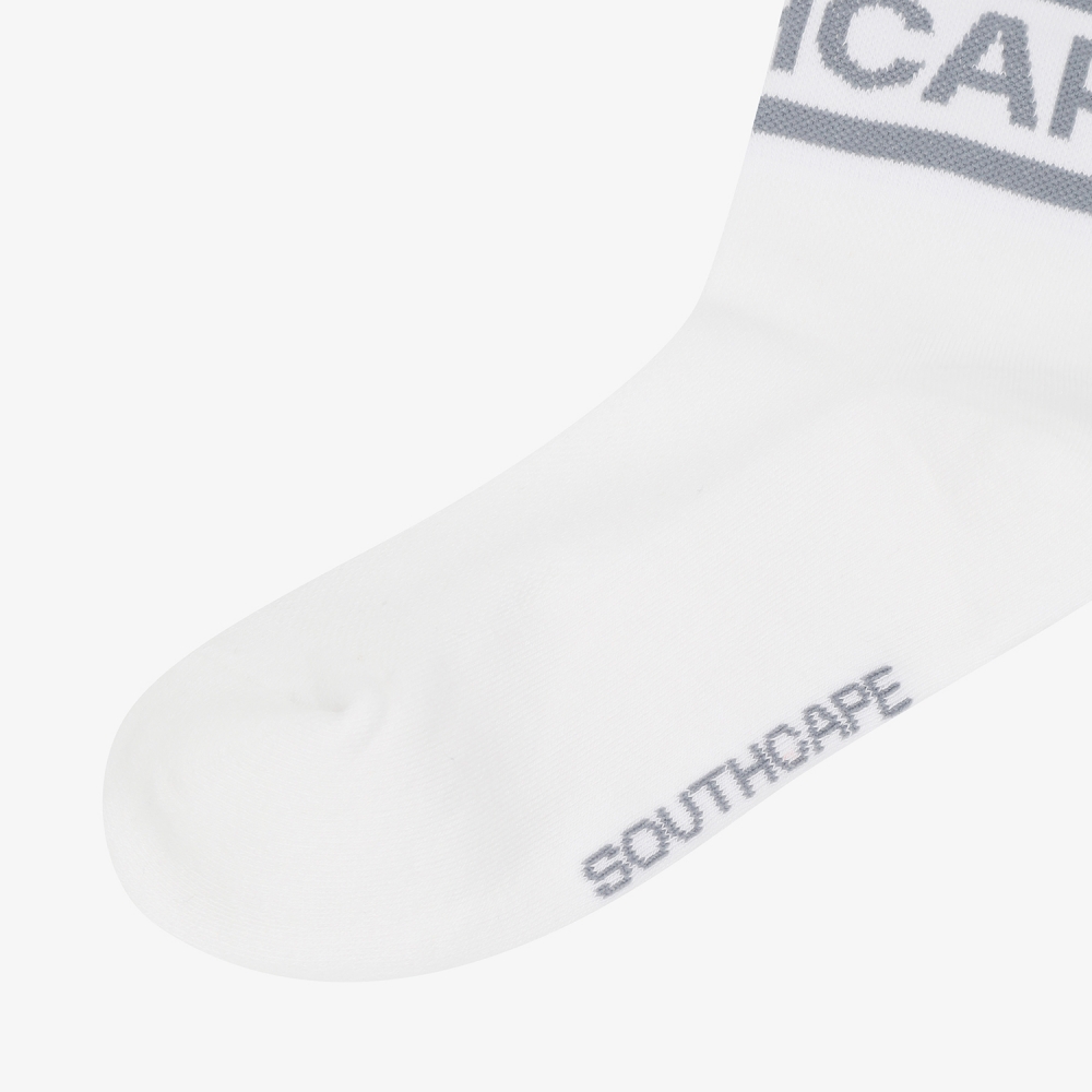 사우스케이프 여성 컬러 배색 로고 레터링 중목 삭스_그레이