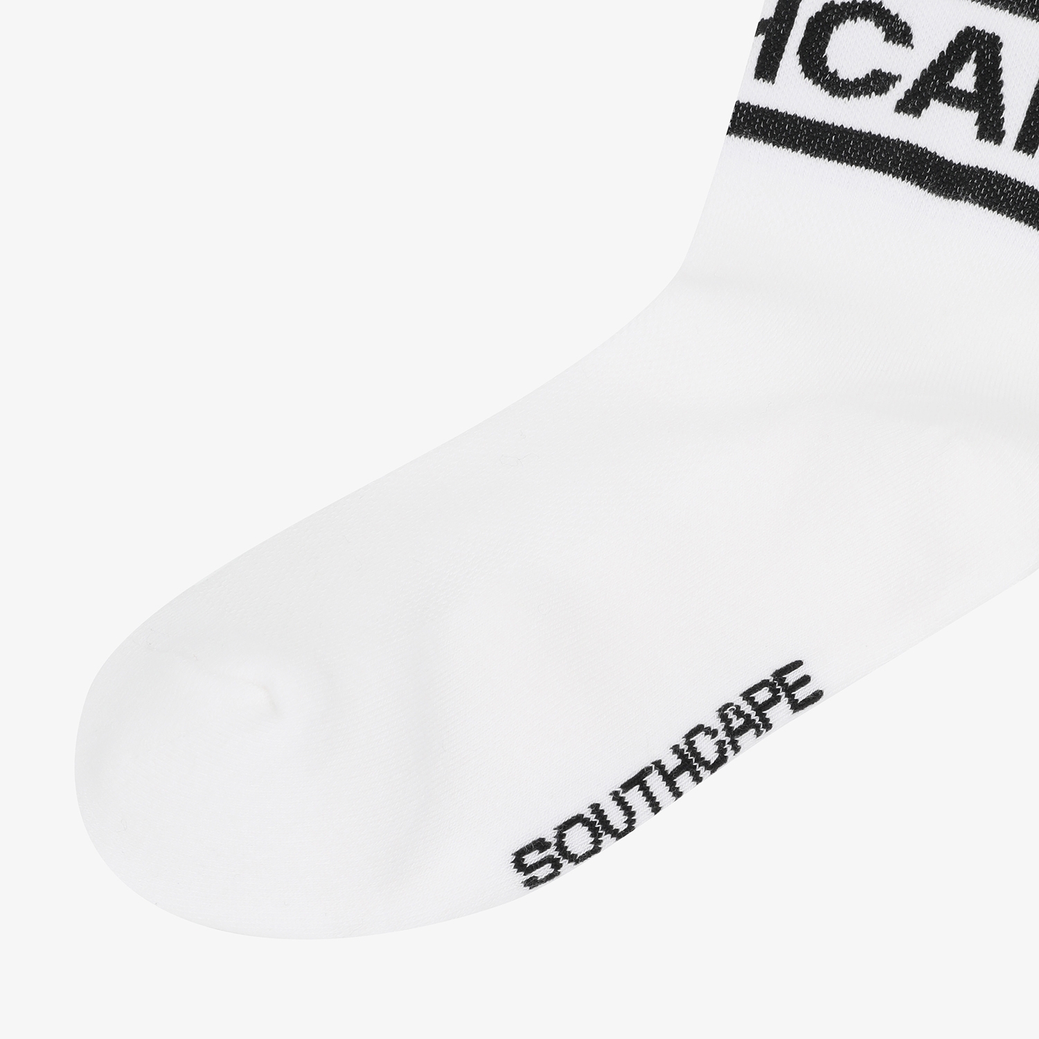 사우스케이프 여성 컬러 배색 로고 레터링 중목 삭스_화이트