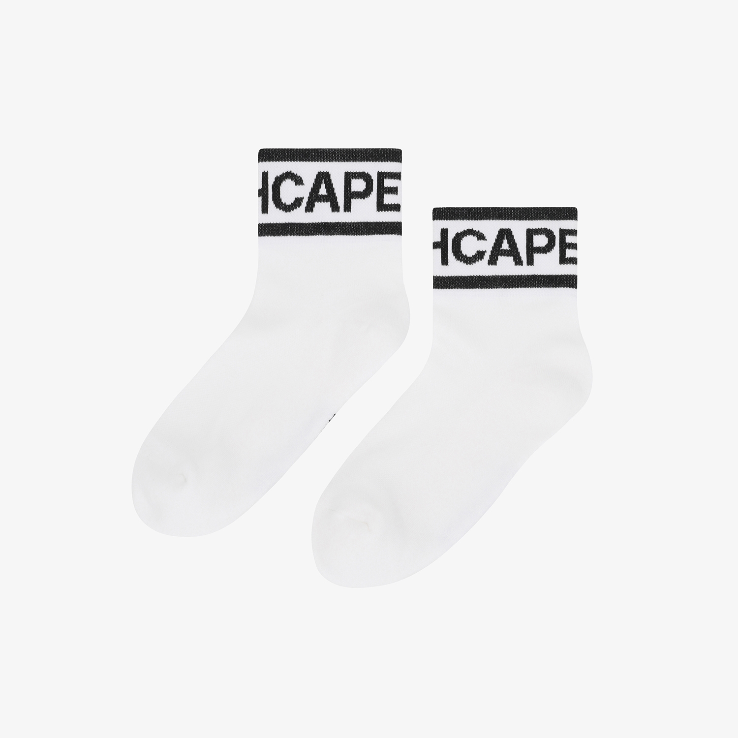 사우스케이프 여성 컬러 배색 로고 레터링 중목 삭스_화이트