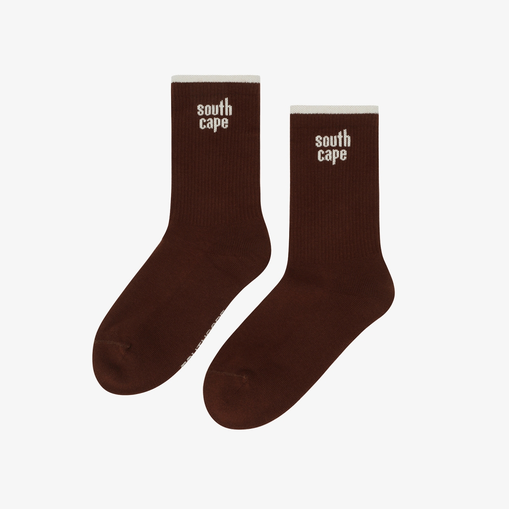 사우스케이프 여성 레터링 라인 로고 삭스_브라운