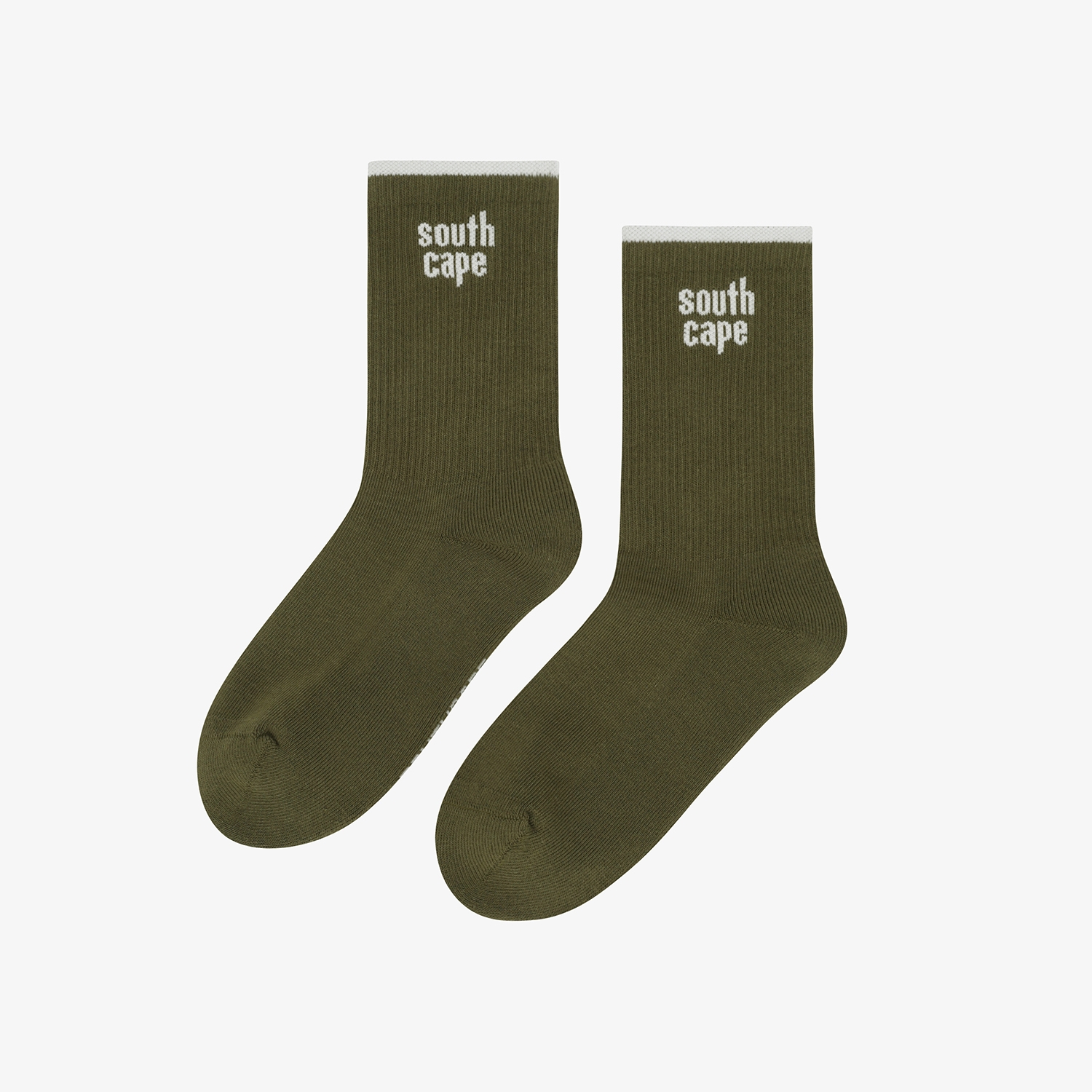 사우스케이프 여성 레터링 라인 로고 삭스_카키