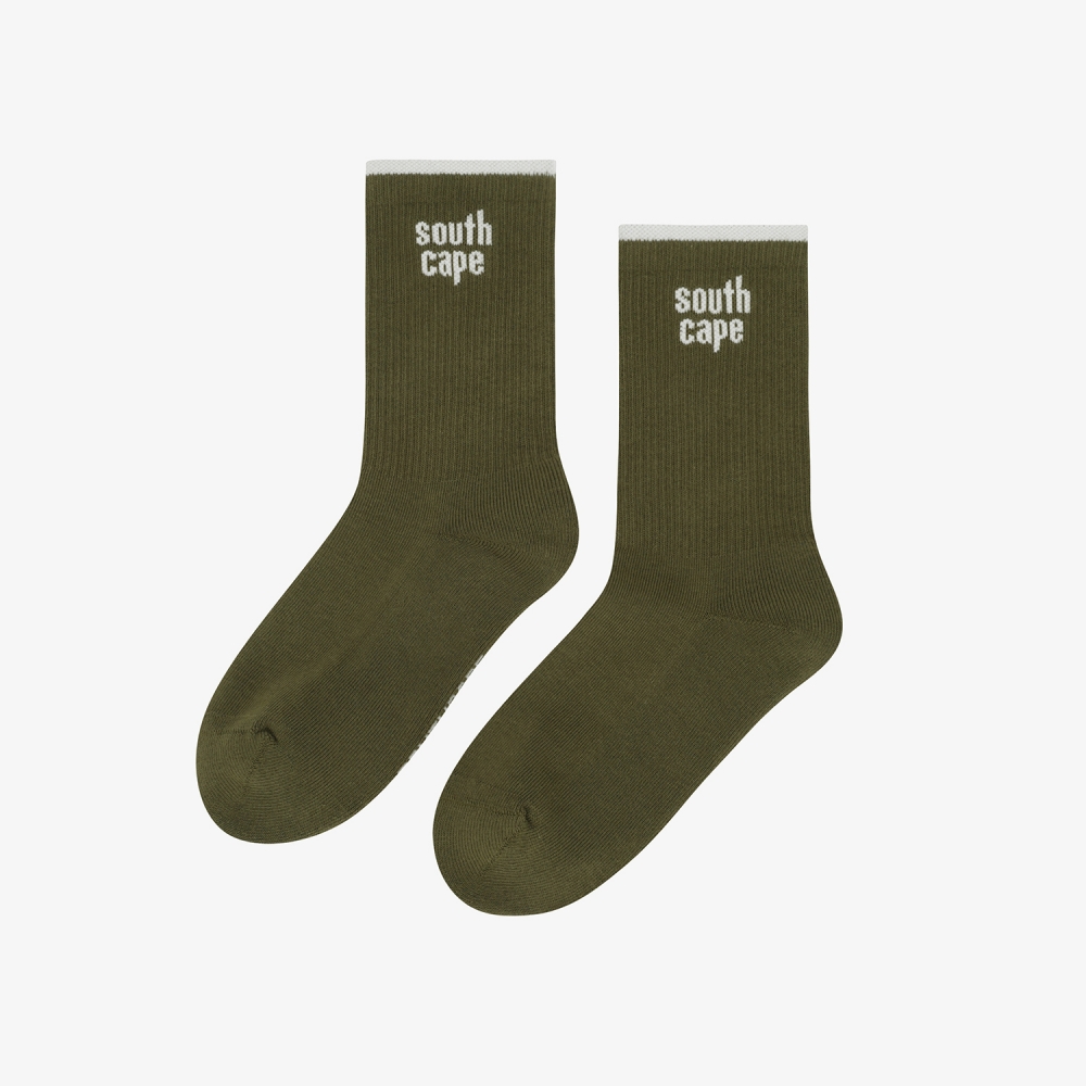 사우스케이프 여성 레터링 라인 로고 삭스_카키