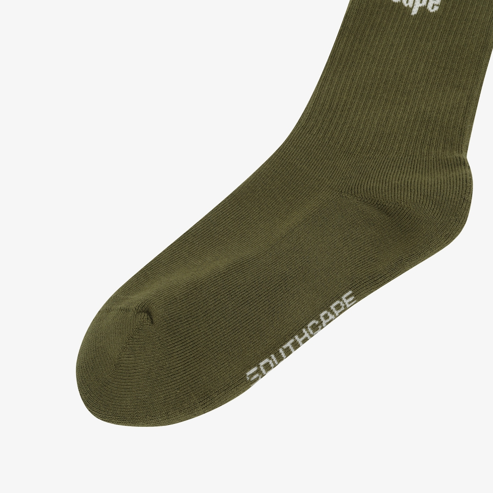 사우스케이프 여성 레터링 라인 로고 삭스_카키