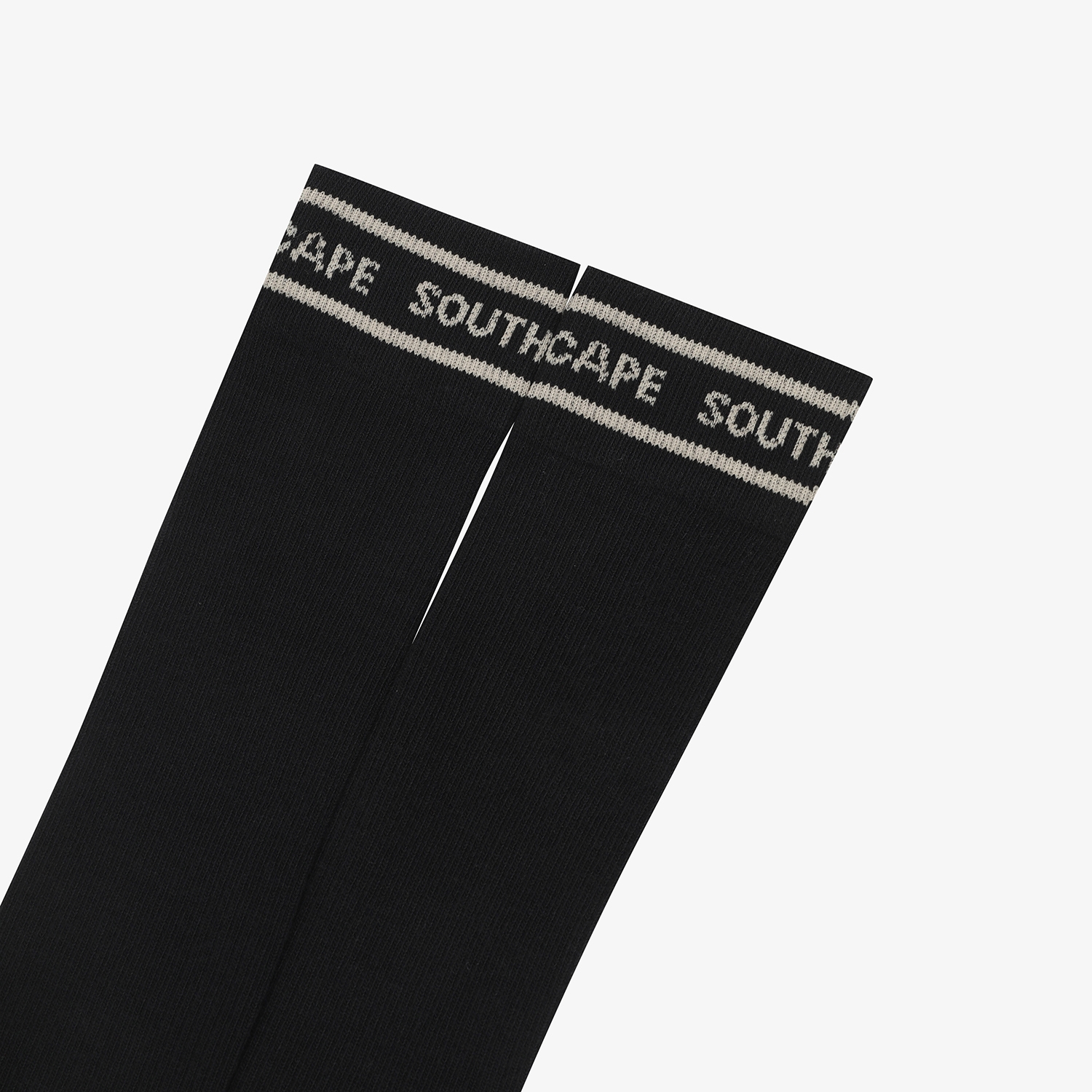 사우스케이프 여성 컬러 배색 로고 레터링 롱 오버니삭스_블랙