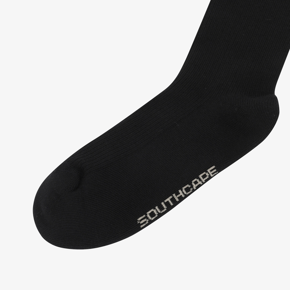 사우스케이프 여성 컬러 배색 로고 레터링 롱 오버니삭스_블랙