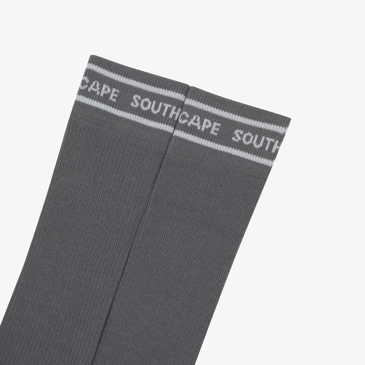 사우스케이프 여성 컬러 배색 로고 레터링 롱 오버니삭스_다크 그레이