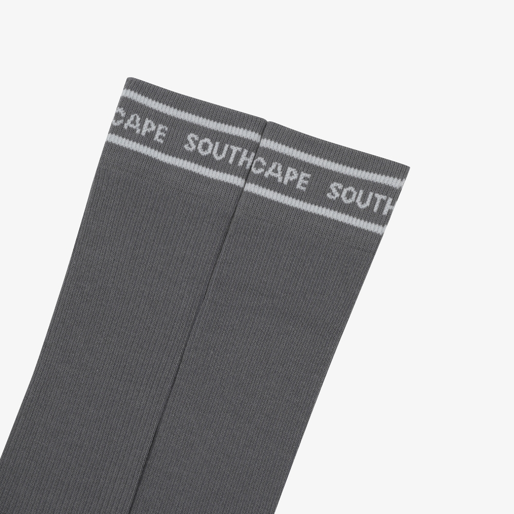 사우스케이프 여성 컬러 배색 로고 레터링 롱 오버니삭스_다크 그레이