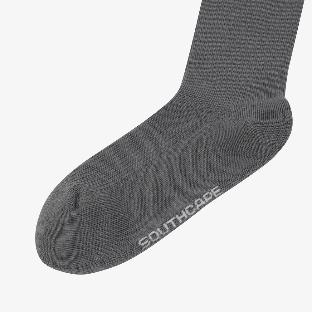 사우스케이프 여성 컬러 배색 로고 레터링 롱 오버니삭스_다크 그레이