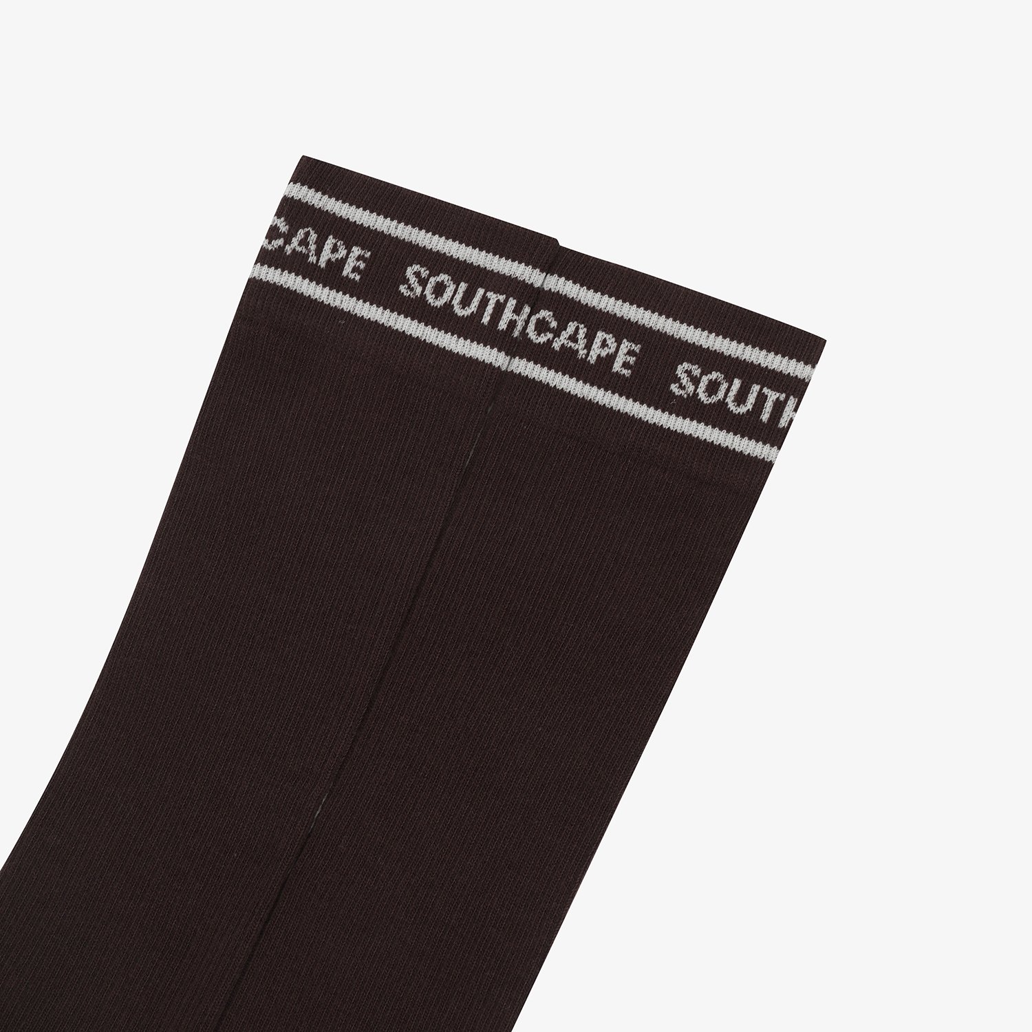 사우스케이프 여성 컬러 배색 로고 레터링 롱 오버니삭스_다크 브라운