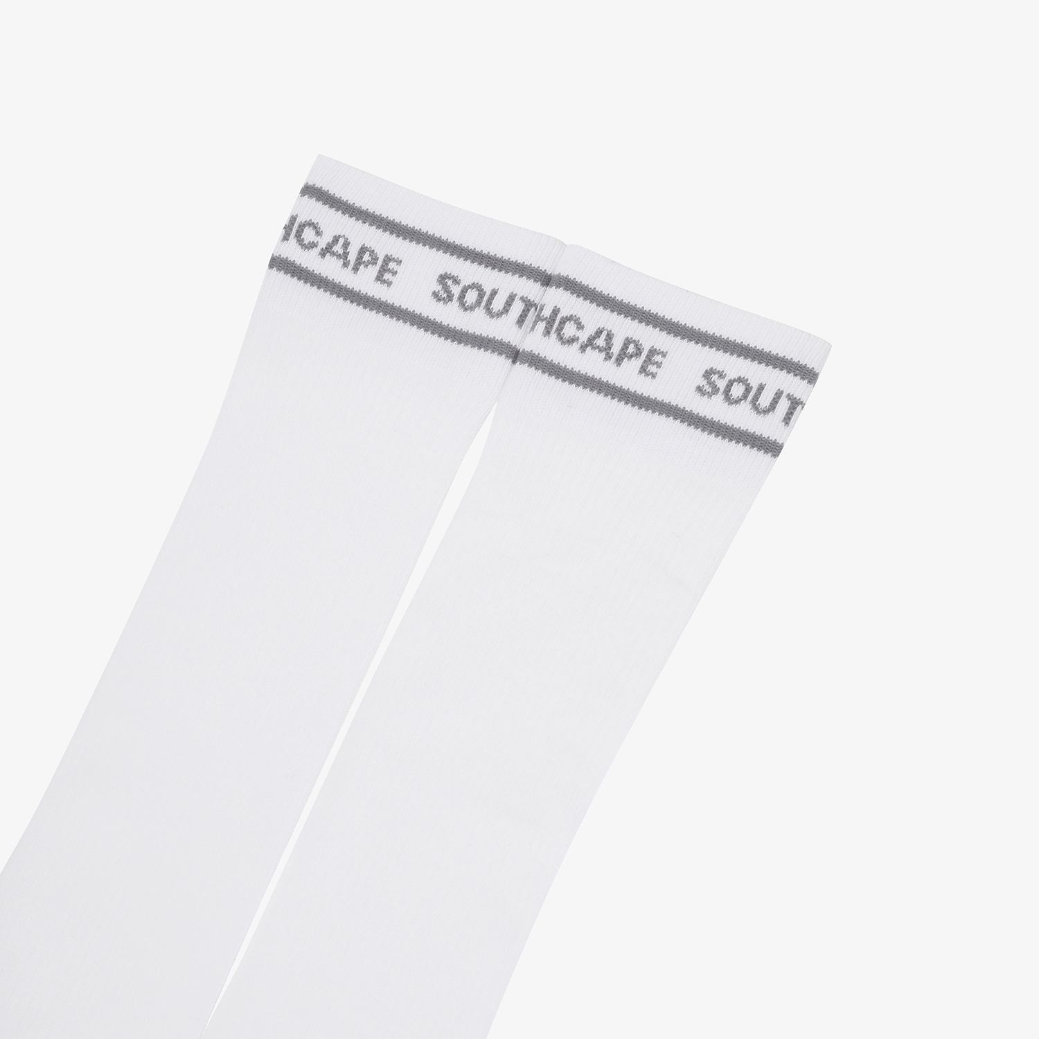 사우스케이프 여성 컬러 배색 로고 레터링 롱 오버니삭스_그레이