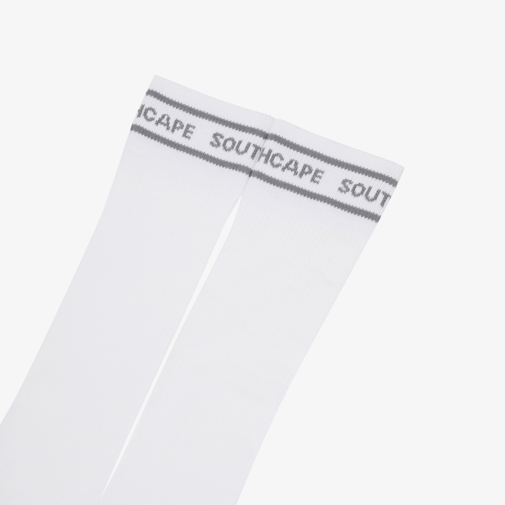 사우스케이프 여성 컬러 배색 로고 레터링 롱 오버니삭스_그레이