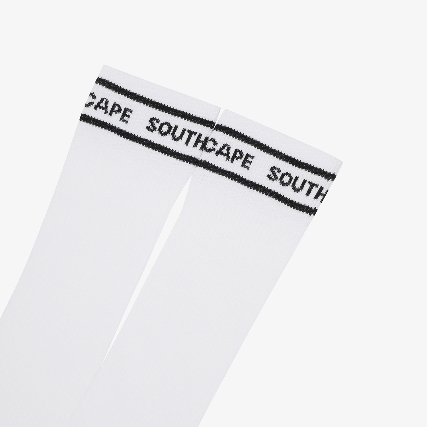 사우스케이프 여성 컬러 배색 로고 레터링 롱 오버니삭스_화이트