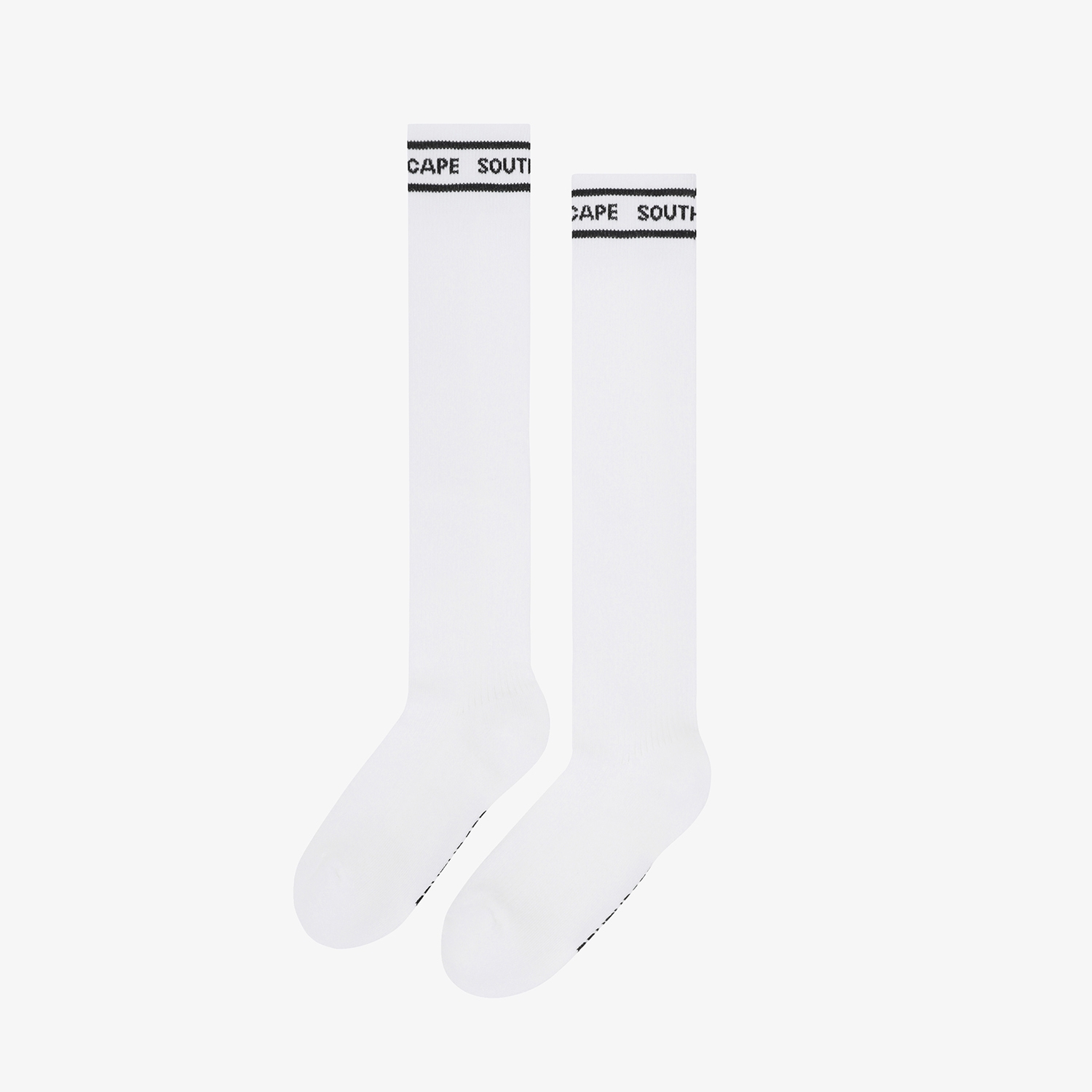 사우스케이프 여성 컬러 배색 로고 레터링 롱 오버니삭스_화이트