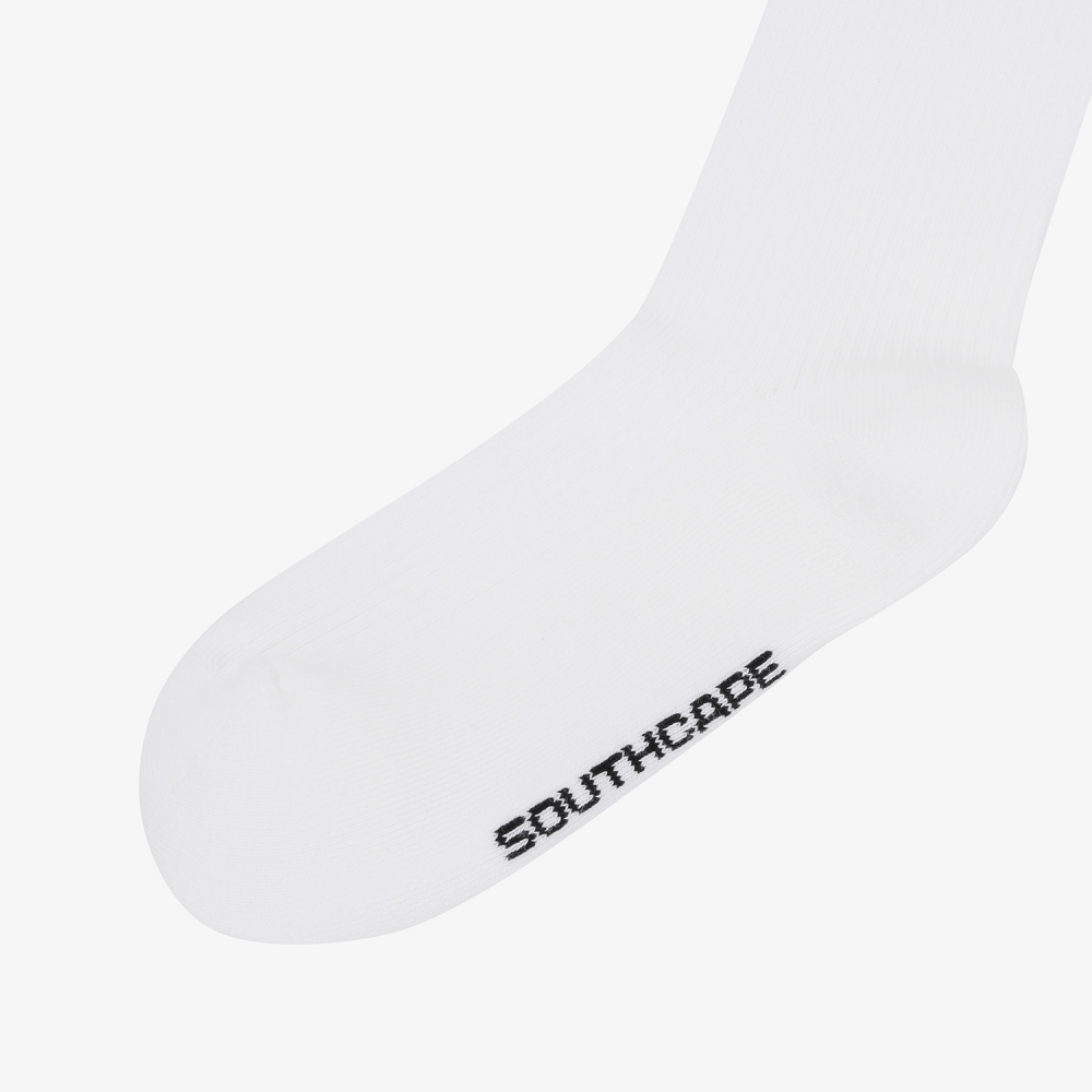 사우스케이프 여성 컬러 배색 로고 레터링 롱 오버니삭스_화이트