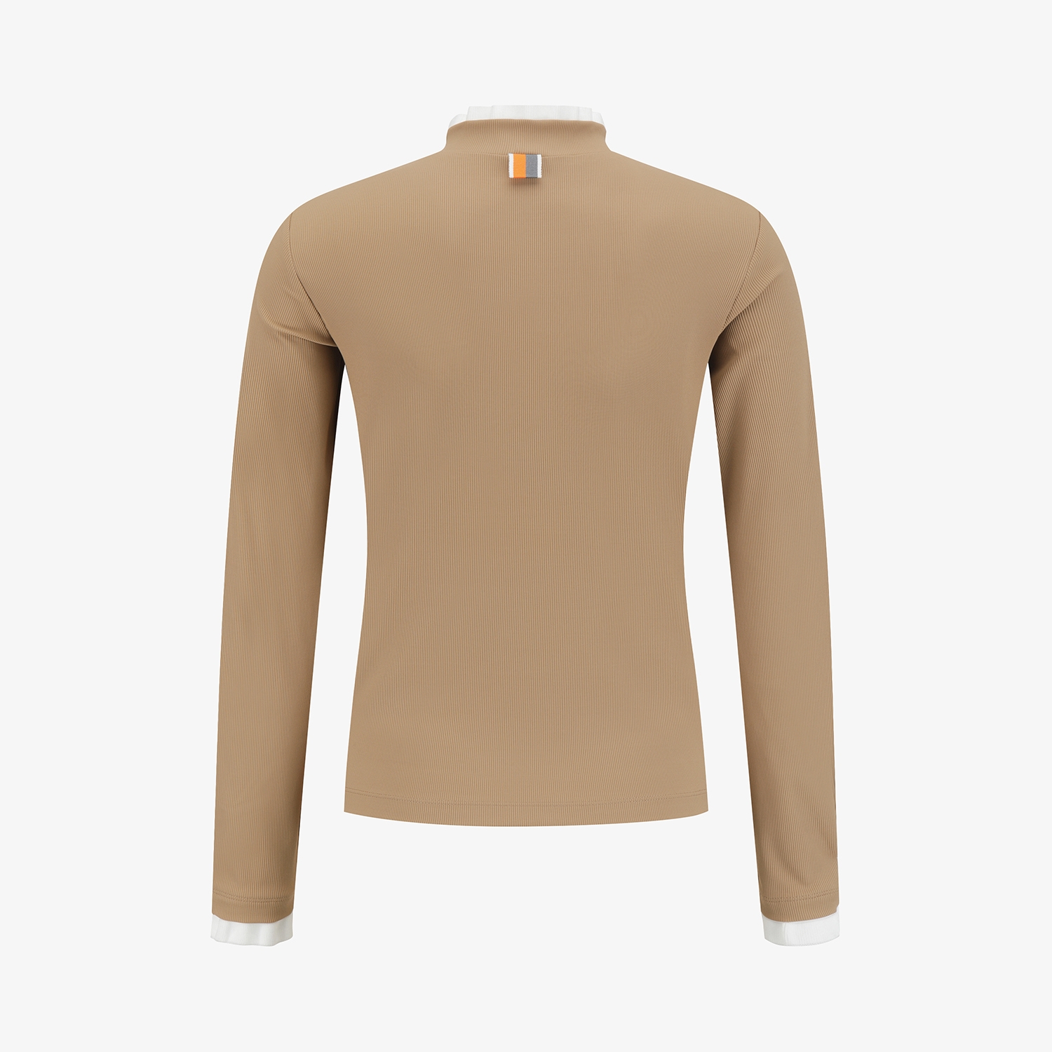 사우스케이프 여성 골지 프릴 하프집 티셔츠_베이지