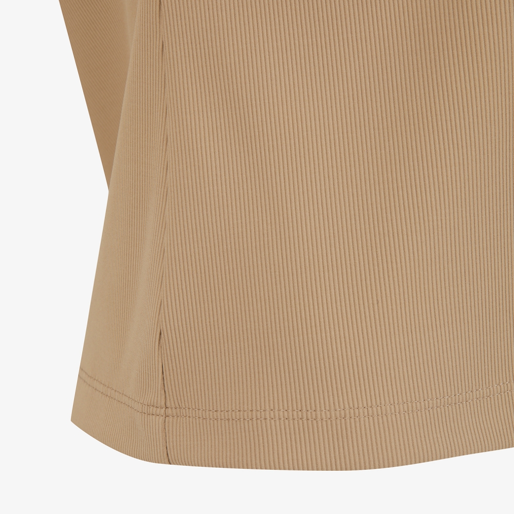 사우스케이프 여성 골지 프릴 하프집 티셔츠_베이지