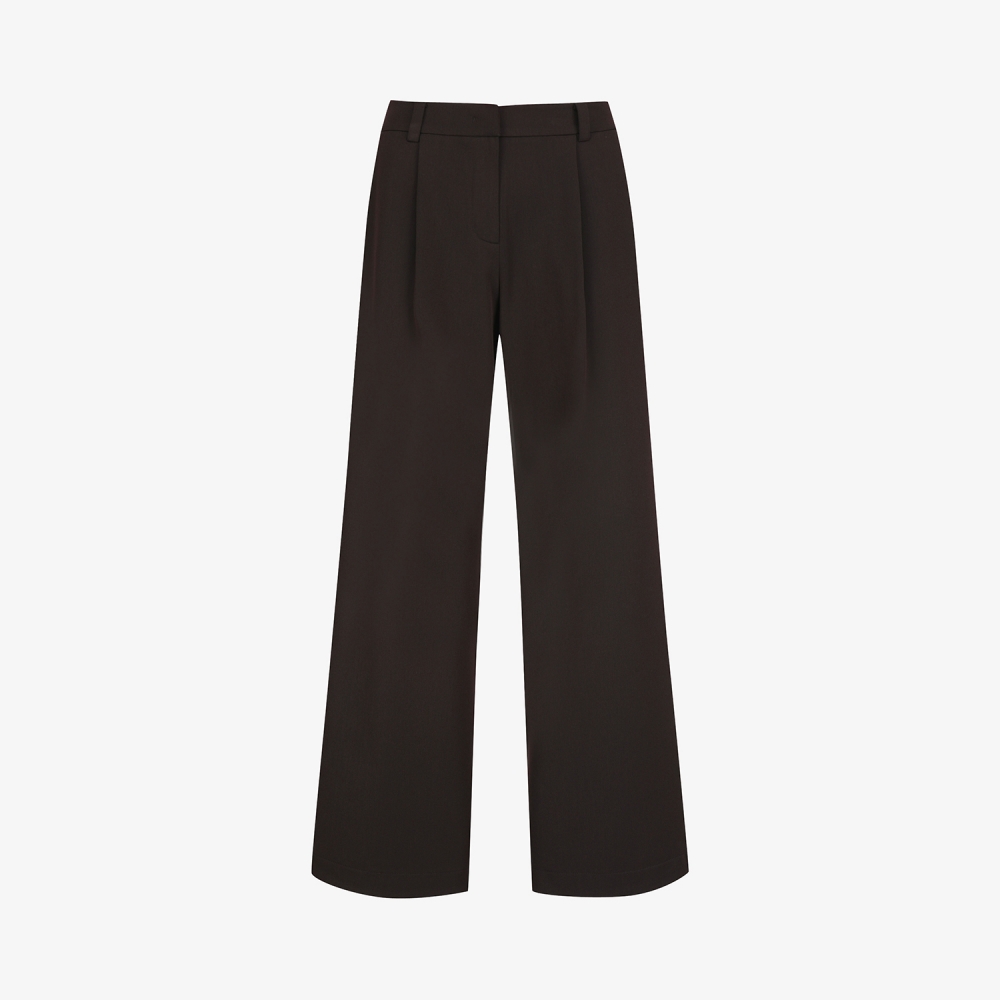 사우스케이프 여성 소프트 핀턱 와이드 팬츠_브라운