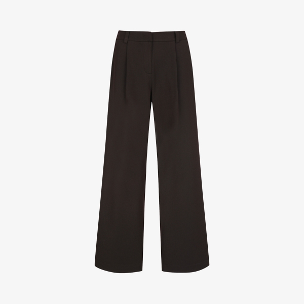 사우스케이프 여성 소프트 핀턱 와이드 팬츠_브라운