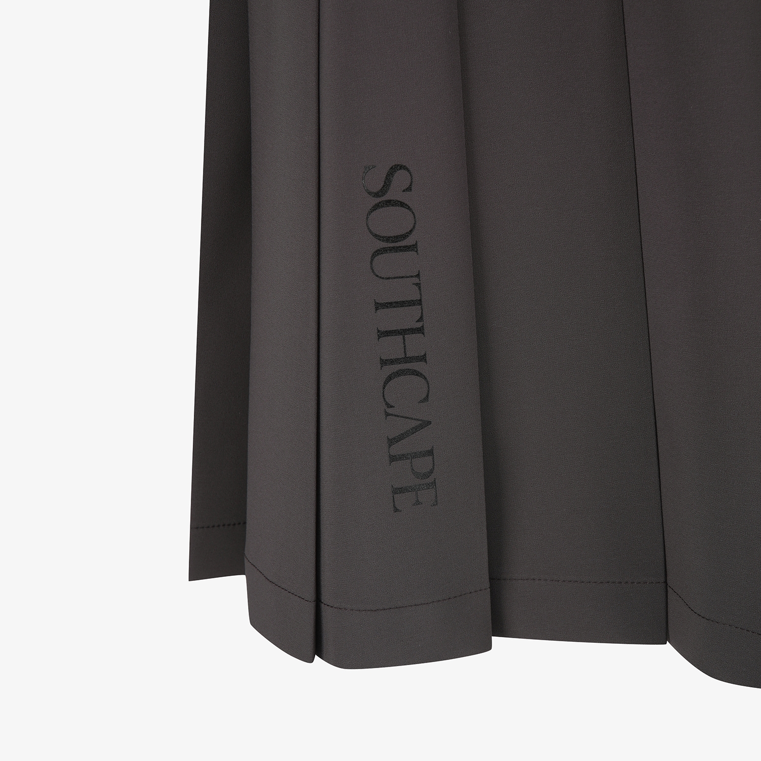 사우스케이프 여성 벨티드 플리츠 미디 스커트_다크 브라운