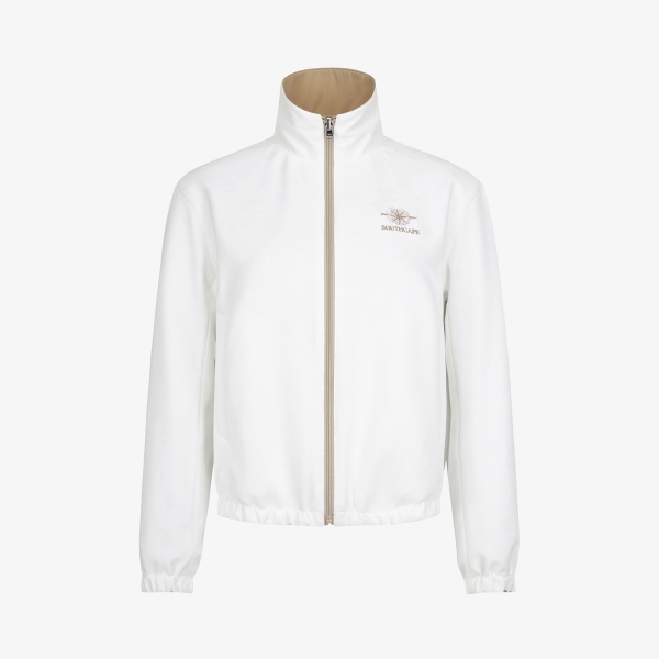 사우스케이프 여성 모노그램 패턴 자카드 리버시블 하이넥 점퍼_베이지