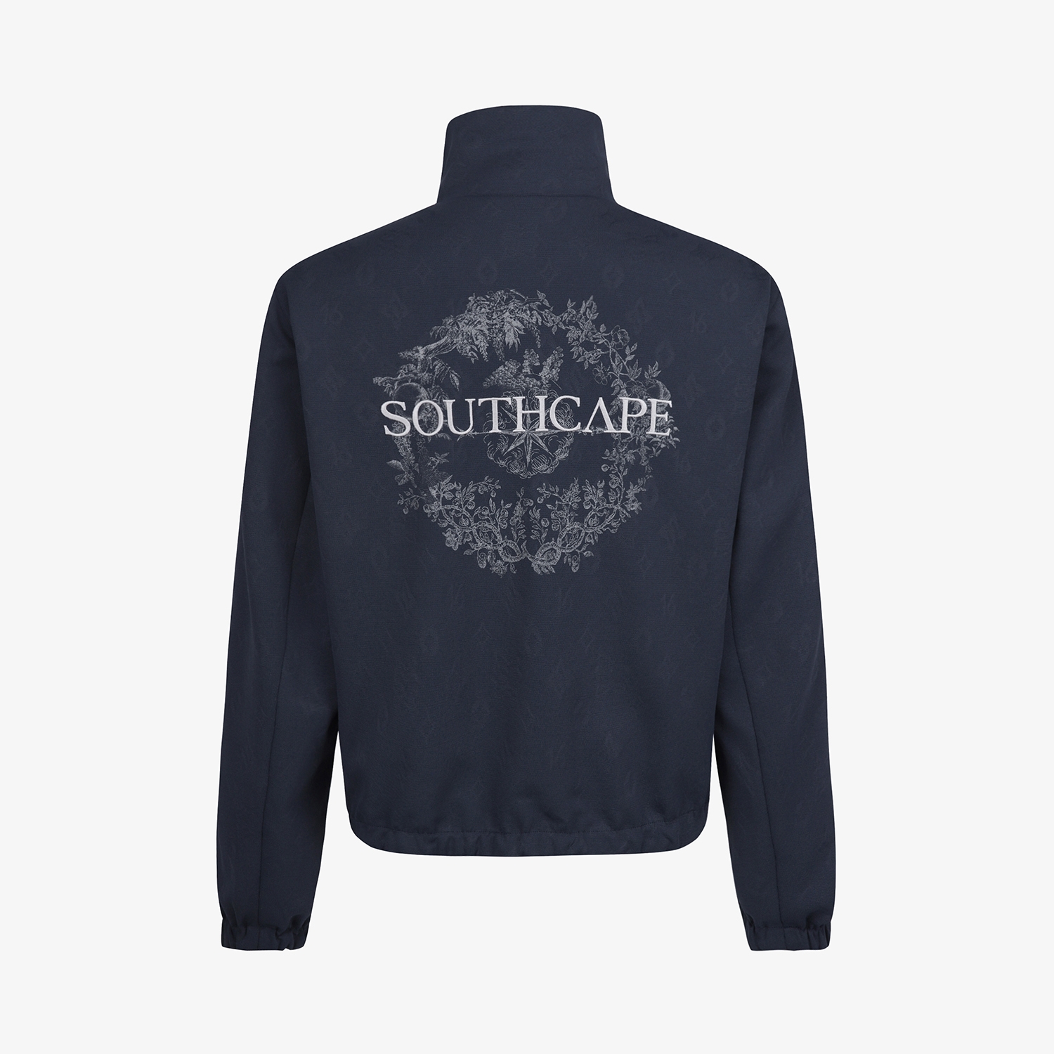 사우스케이프 여성 모노그램 패턴 자카드 리버시블 하이넥 점퍼_브라운