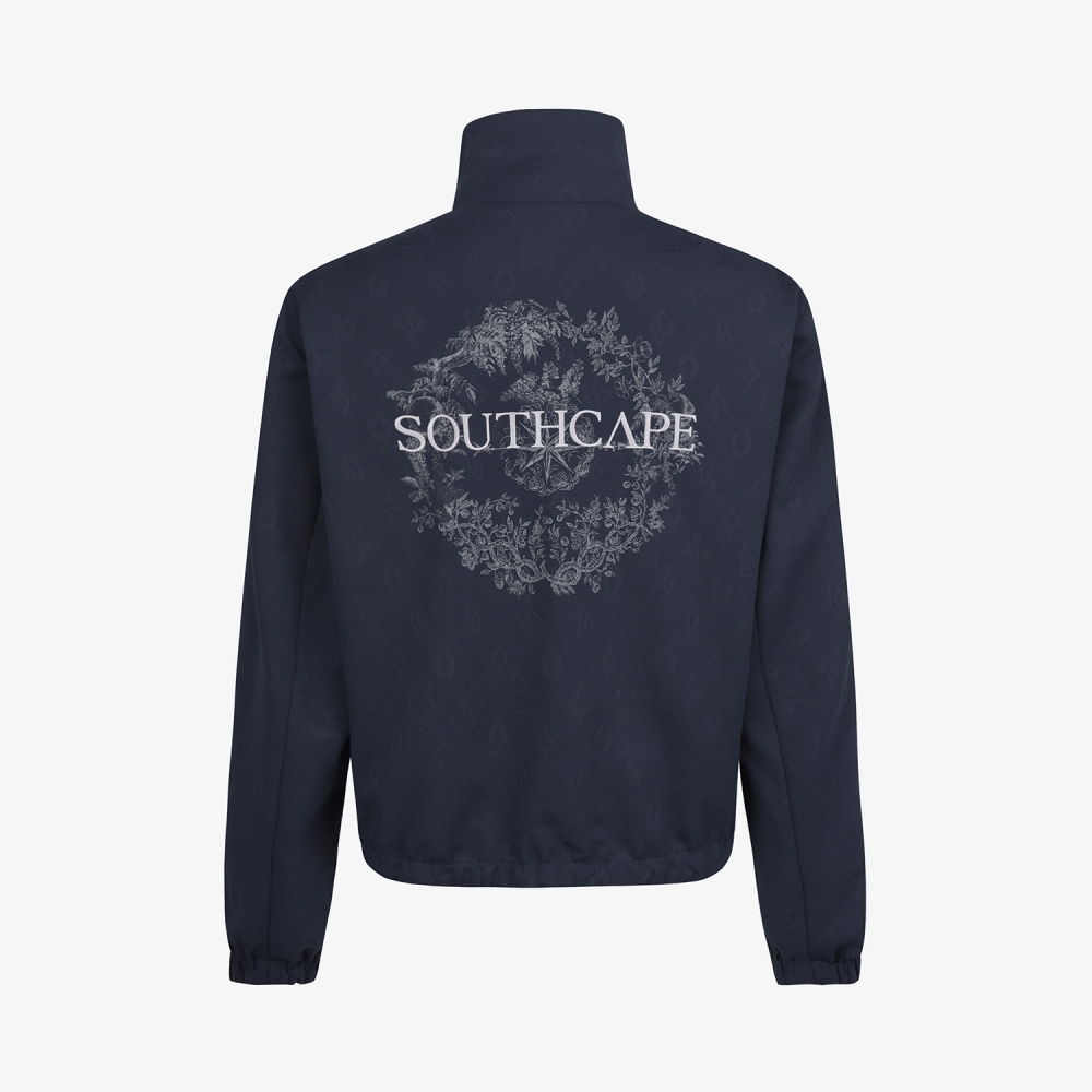 사우스케이프 여성 모노그램 패턴 자카드 리버시블 하이넥 점퍼_브라운