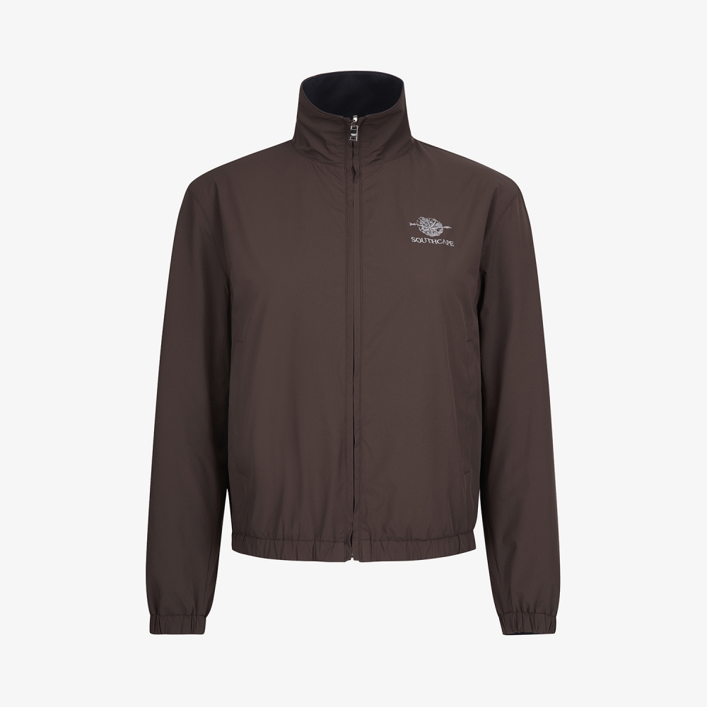 사우스케이프 여성 모노그램 패턴 자카드 리버시블 하이넥 점퍼_브라운