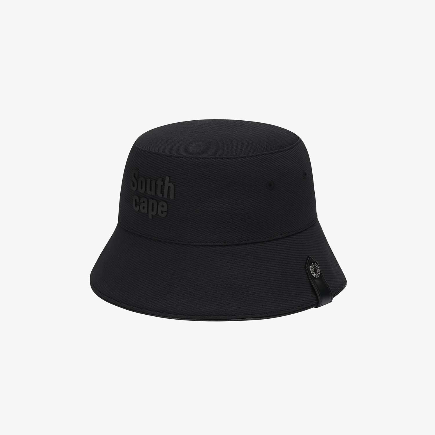 사우스케이프 남성 로고 레더 파이핑 버킷햇_블랙