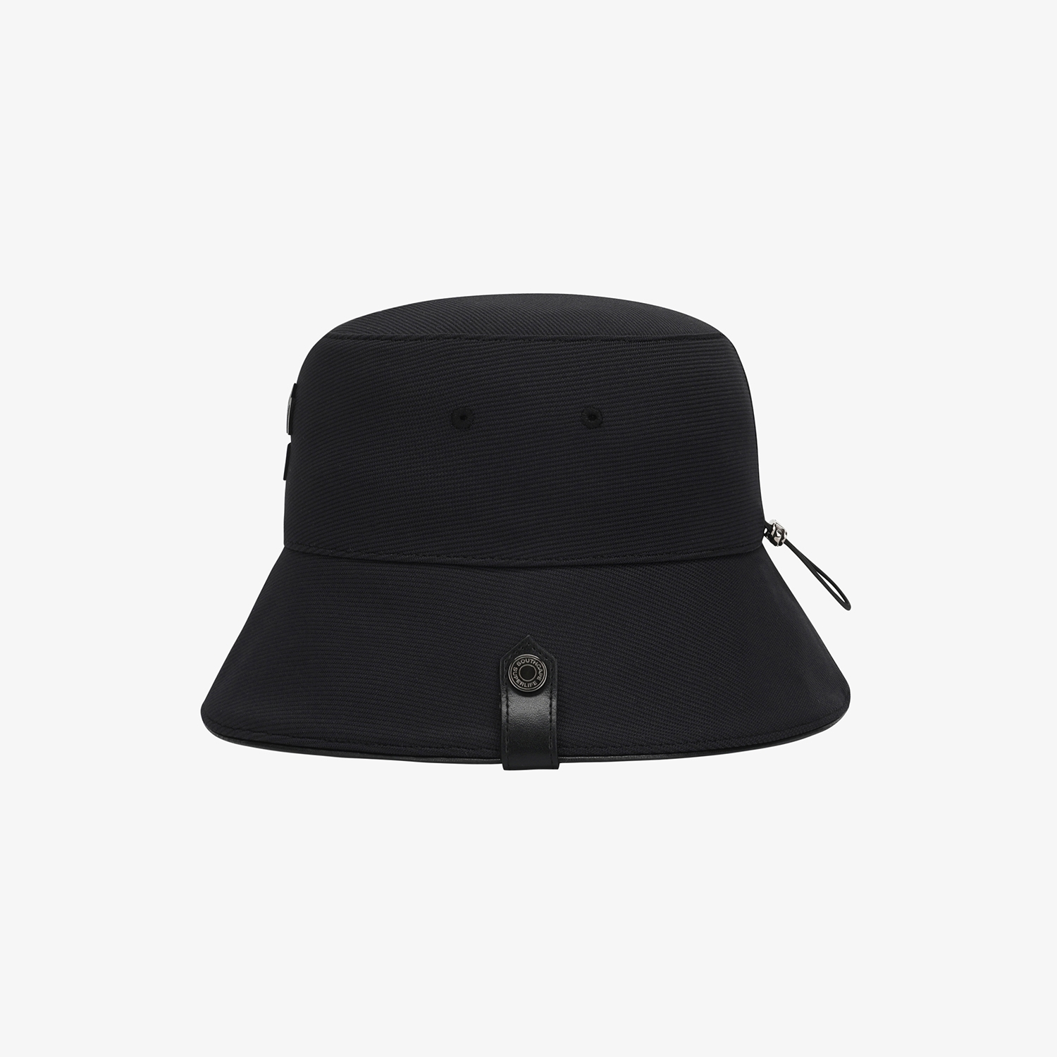 사우스케이프 남성 로고 레더 파이핑 버킷햇_블랙