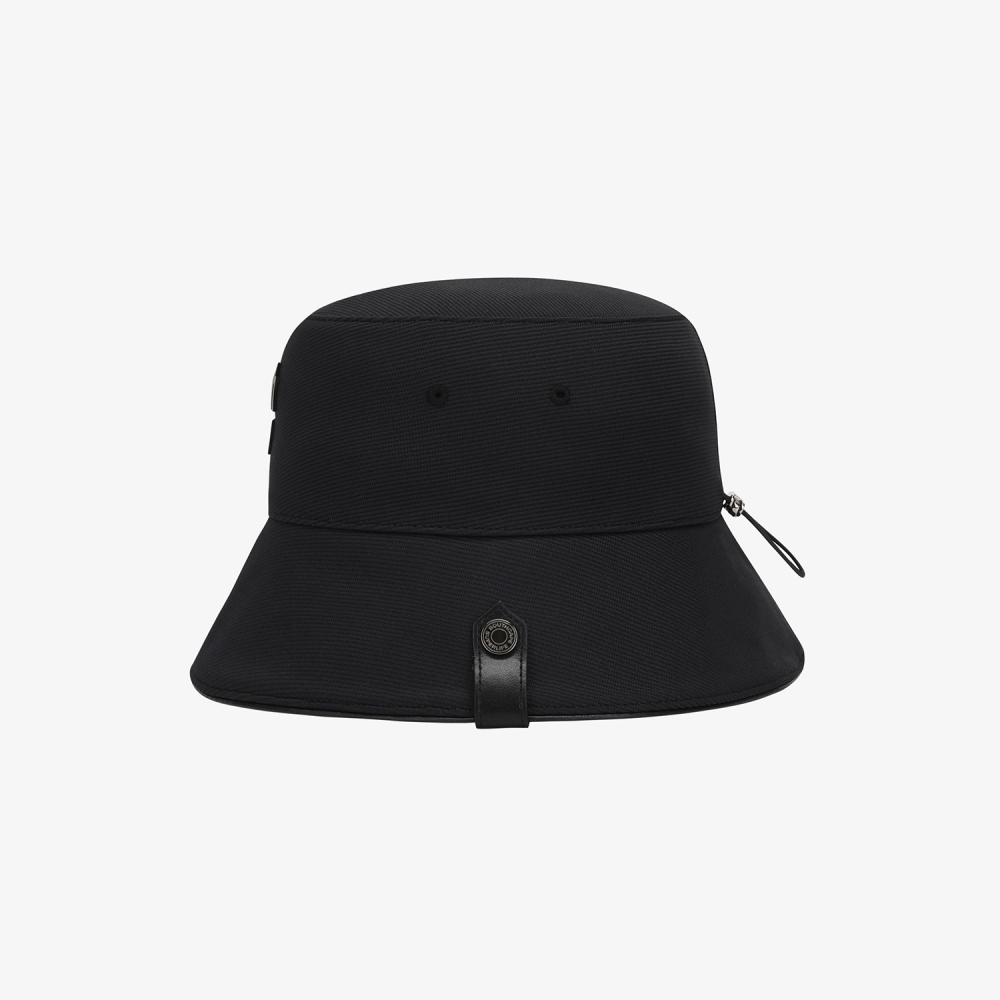 사우스케이프 남성 로고 레더 파이핑 버킷햇_블랙