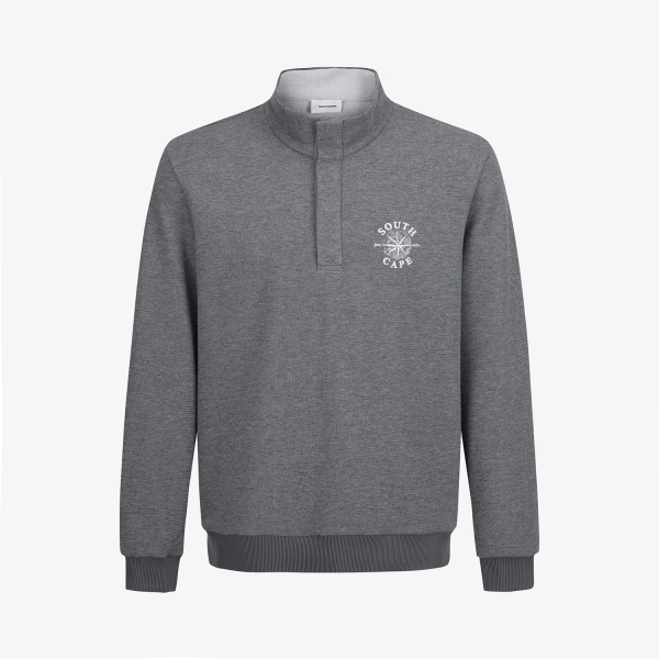 남성 사우스크로스 히든 버튼 하이넥 티셔츠_멜란지 그레이