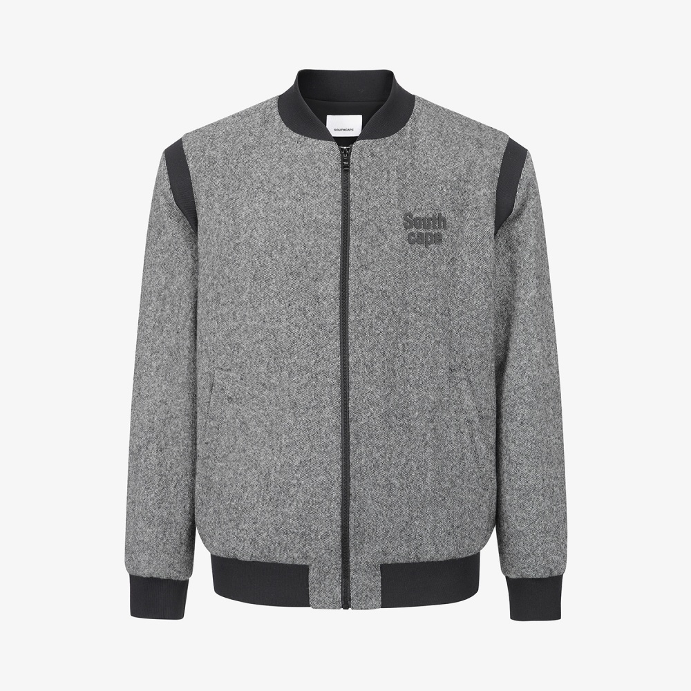 사우스케이프 남성 베이스볼 패딩 점퍼_블랙 멜란지