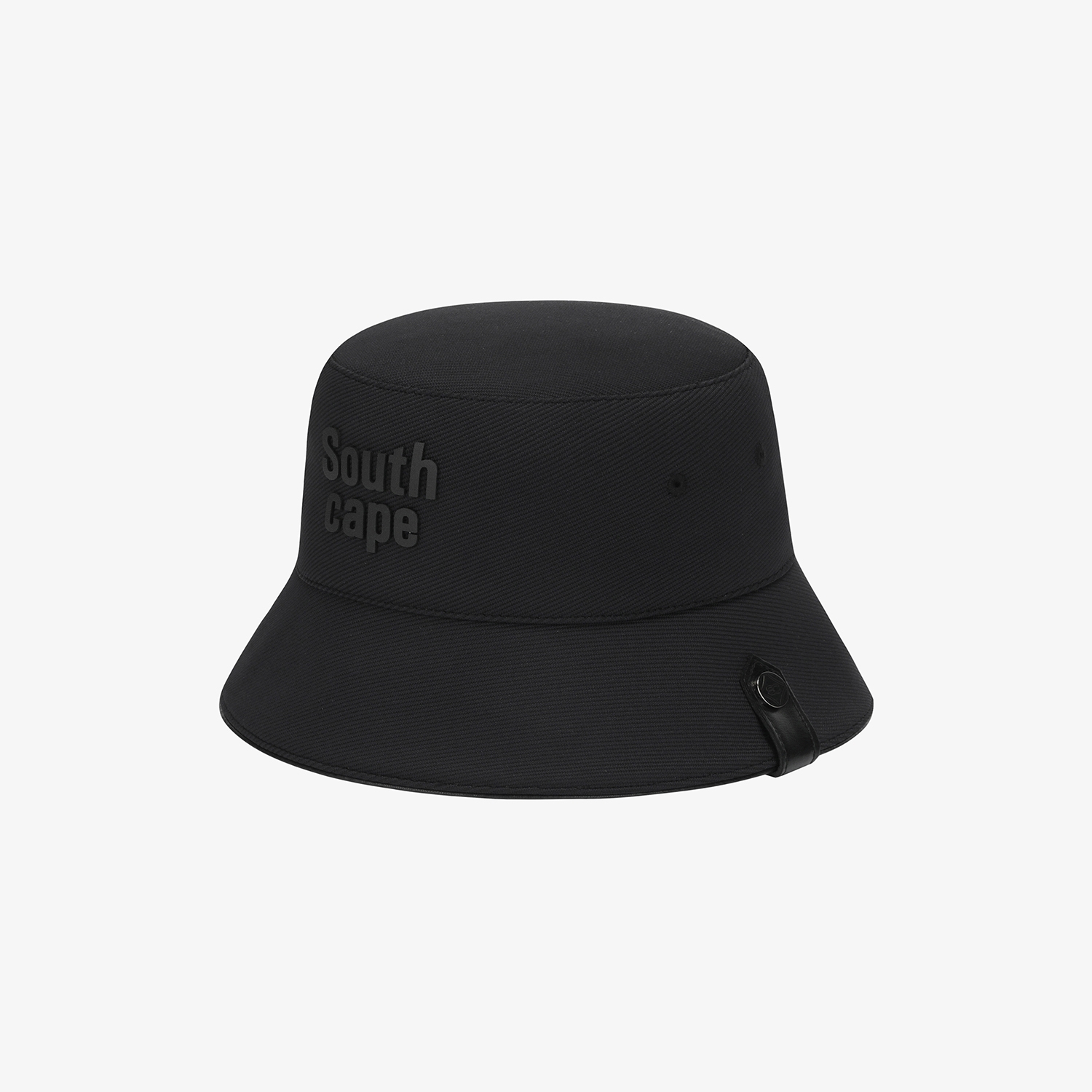 사우스케이프 여성 로고 레더 파이핑 버킷햇_블랙