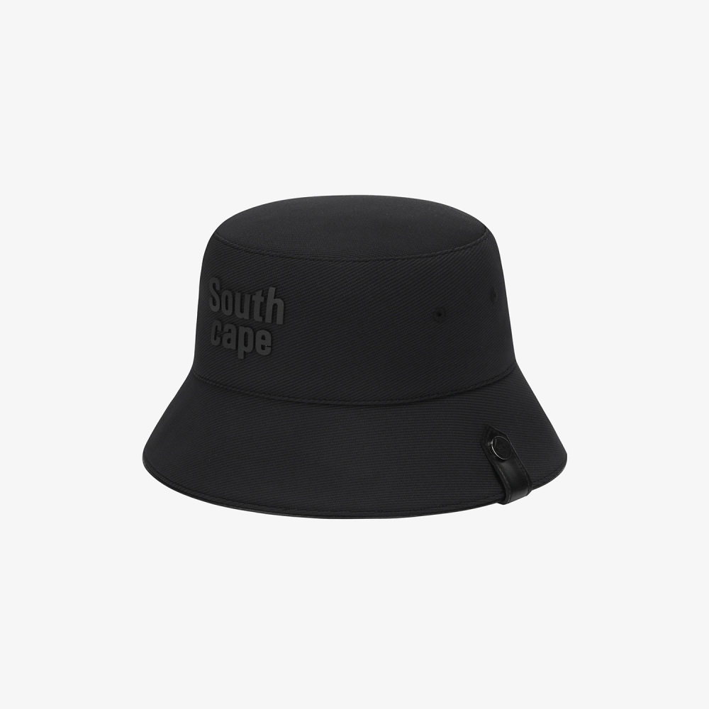 사우스케이프 여성 로고 레더 파이핑 버킷햇_블랙