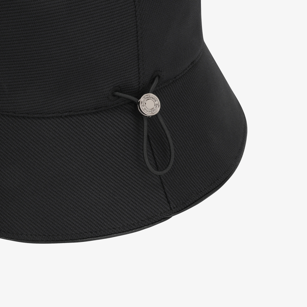 사우스케이프 여성 로고 레더 파이핑 버킷햇_블랙