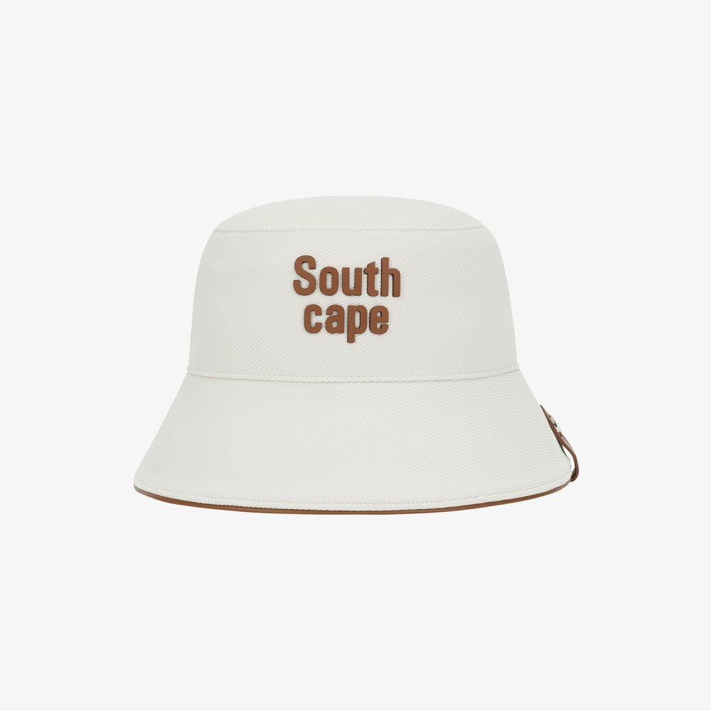 사우스케이프 여성 로고 레더 파이핑 버킷햇_아이보리
