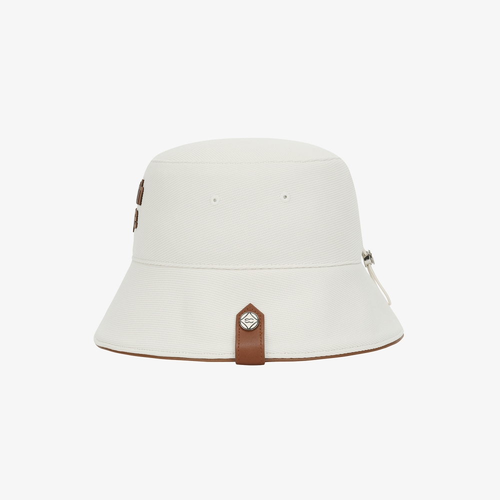 사우스케이프 여성 로고 레더 파이핑 버킷햇_아이보리