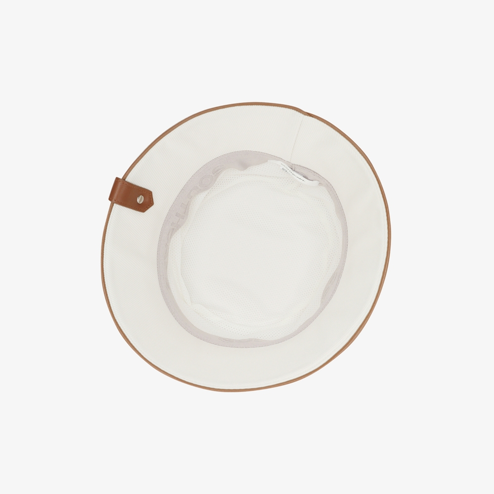 사우스케이프 여성 로고 레더 파이핑 버킷햇_아이보리