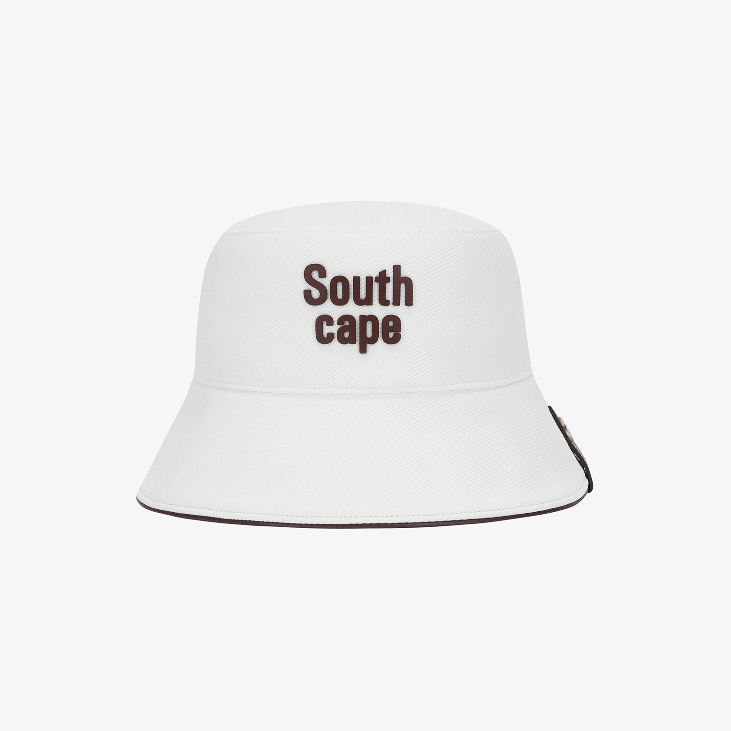 사우스케이프 여성 로고 레더 파이핑 버킷햇_화이트