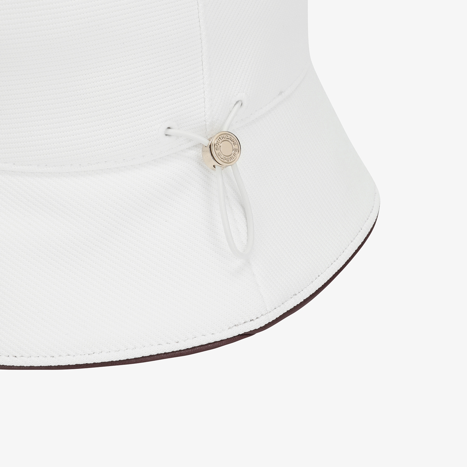 사우스케이프 여성 로고 레더 파이핑 버킷햇_화이트