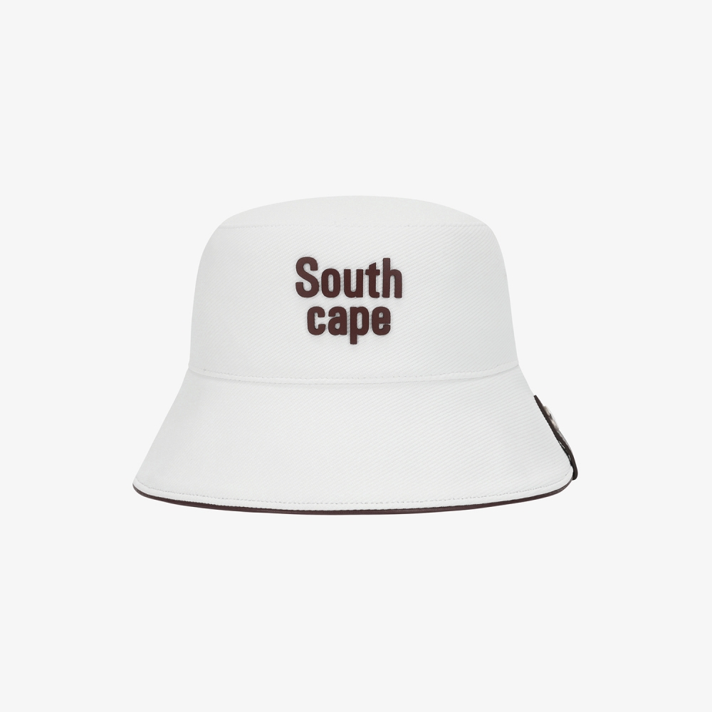 사우스케이프 여성 로고 레더 파이핑 버킷햇_화이트