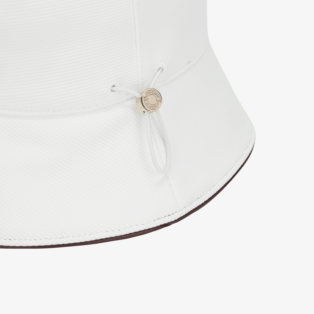 사우스케이프 여성 로고 레더 파이핑 버킷햇_화이트