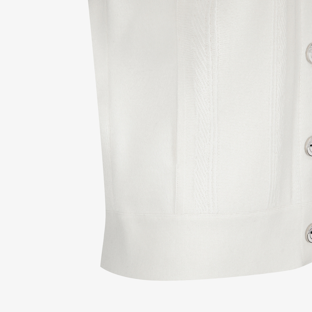 사우스케이프 여성 반하이넥 버튼 니트 베스트_아이보리