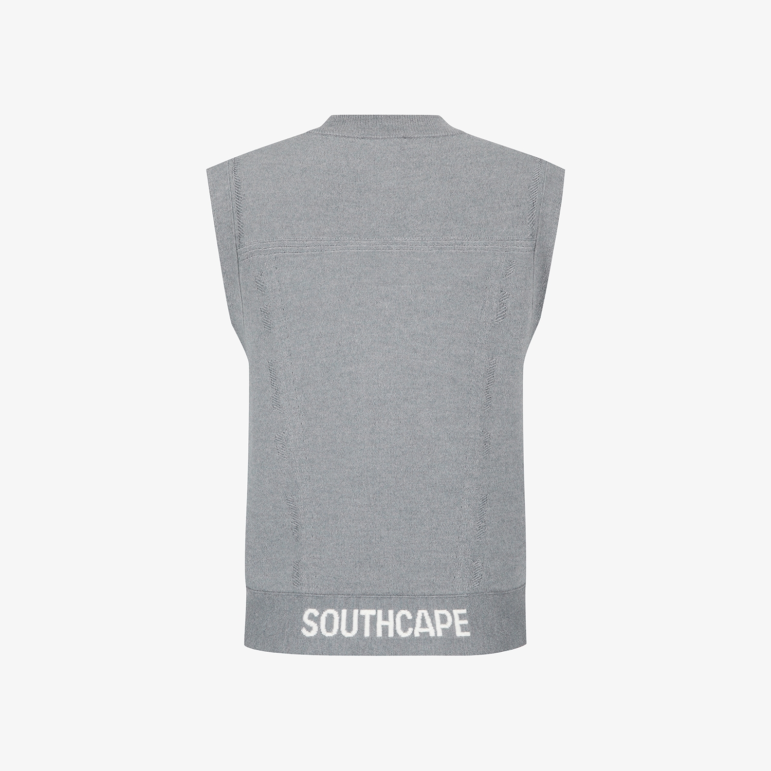 사우스케이프 여성 반하이넥 버튼 니트 베스트_멜란지 블루