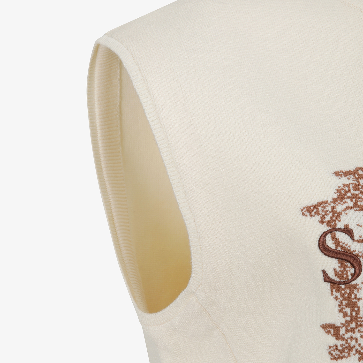 여성 사우스크로스 로고 니트 베스트_크림