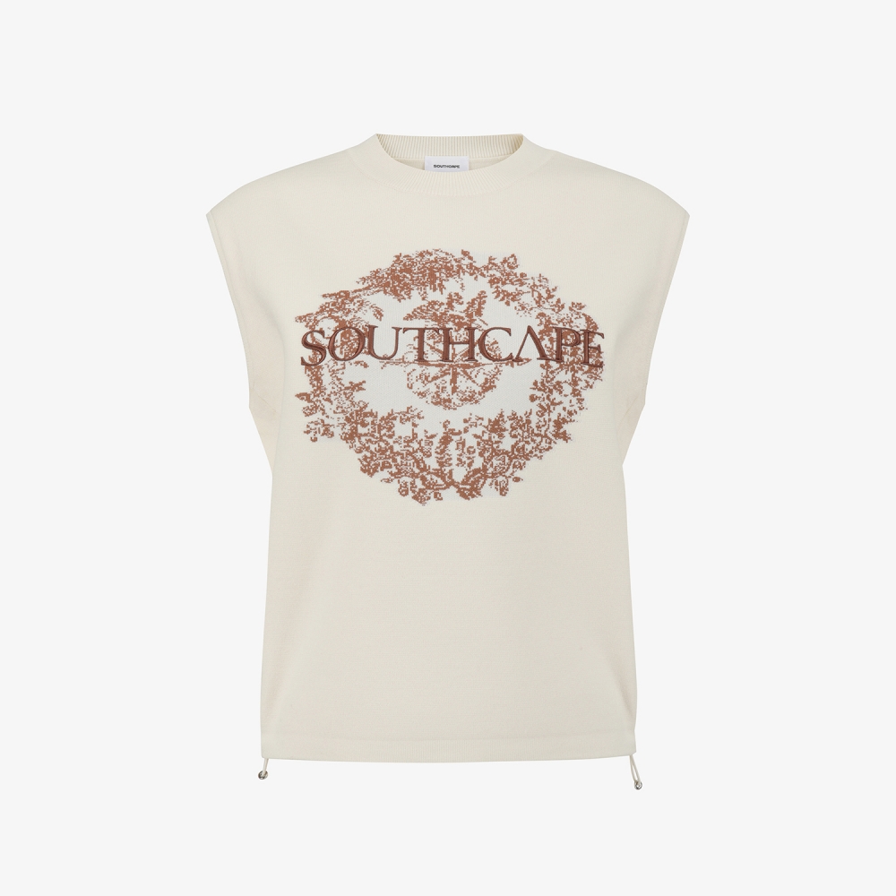 여성 사우스크로스 로고 니트 베스트_크림